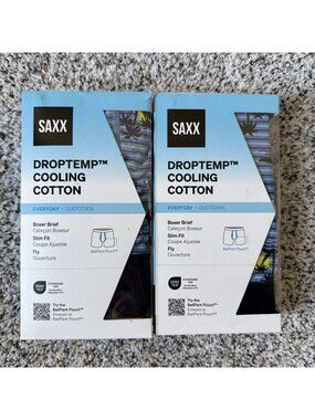 New SAXX Droptemp™ Cooling Cotton SLIM FIT Boxer Brief Underwear Size Small